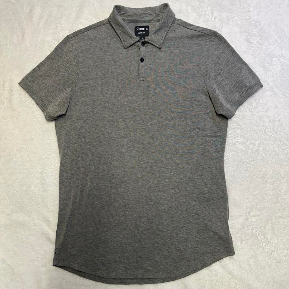 Cuts Men’s AO Polo Curved Hem Pima Cotton Stretch Short Sleeve Collared Shirt L
